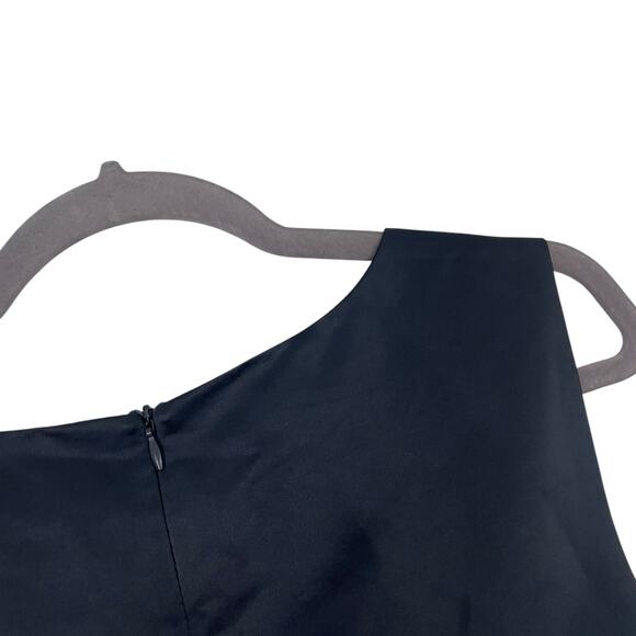 Liza Luxe Silky Navy Blue A-Line V-Neck Mini Dress - Picture 4 of 6